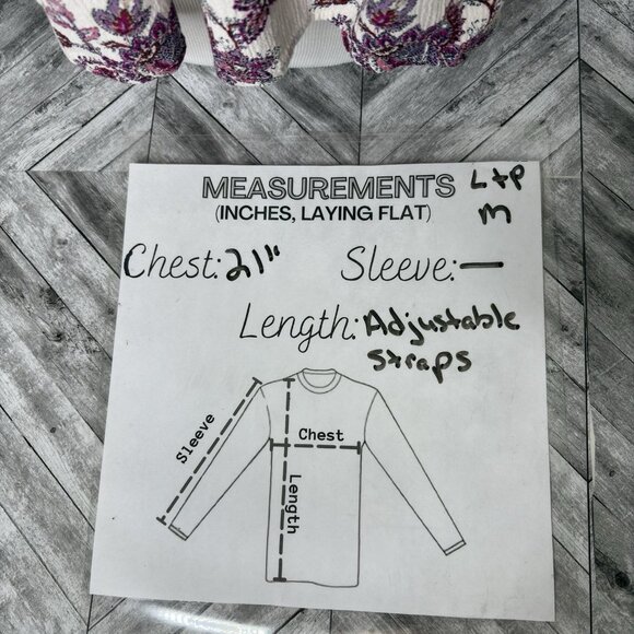 Love & Piece Wine and White Smocked Cropped Tank Spaghetti Strap Lace BOHO EUC - Picture 5 of 8